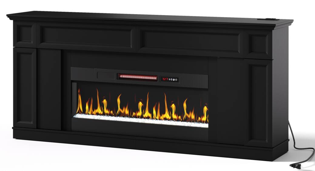 "Bestier - 70"" Electric Fireplace TV Stand with 36"" Insert, Media Console with Built-in Power Outlet & Hidden Doors - Black" price history on PriceWatchPro