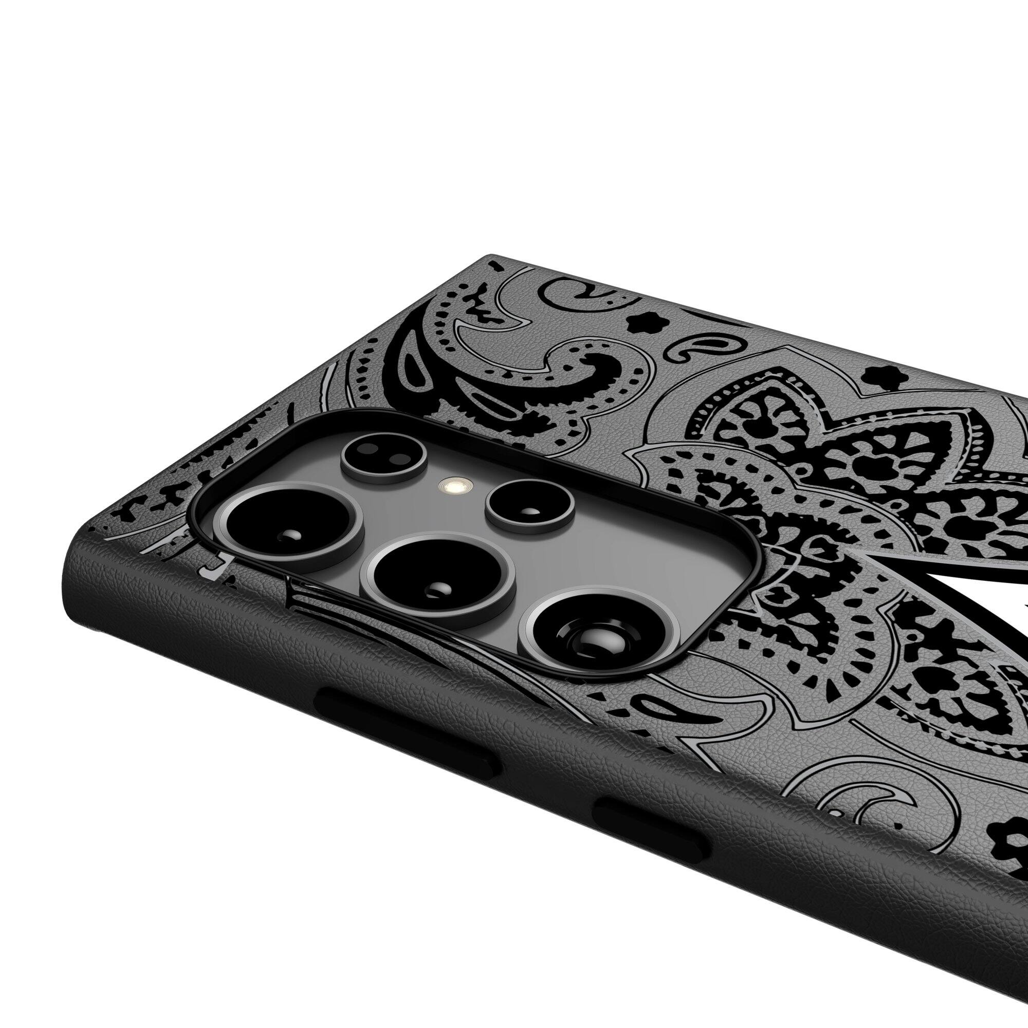 Alt View 3. Keyscaper - Las Vegas Aces Paisley Galaxy Magnetic Bump Case - S25 Ultra - Black.