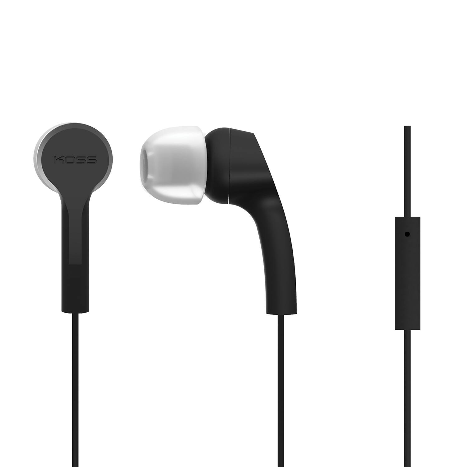 Front. Koss - KEB9i Wired In-Ear Buds with In-Line Mic, Angled Port, 3.5mm TRRS Connector - Black.
