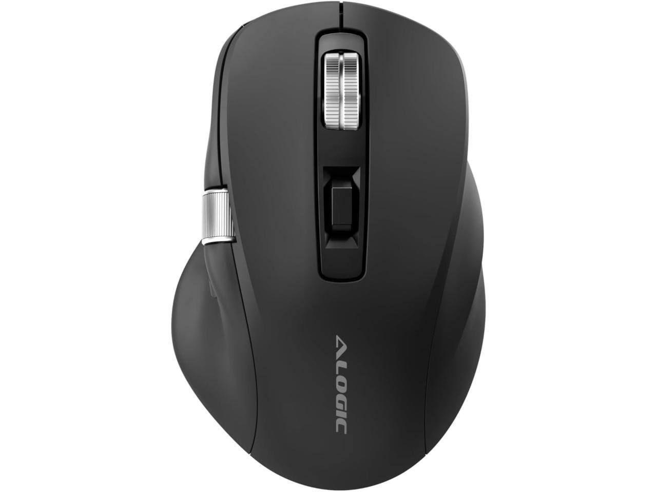 Front. Alogic - Alogic Bluetooth USB-C Rechargeable 7-Key Mouse - Wireless/USB-C - 6400 DPI - Scroll - 7 Programmable Buttons - Black.