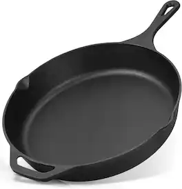 Zulay Kitchen - Pre-Seasoned Cast Iron Skillet – 12.5 Inch Heavy Duty Frying Pan for Indoor & Outdoor Cooking - Black