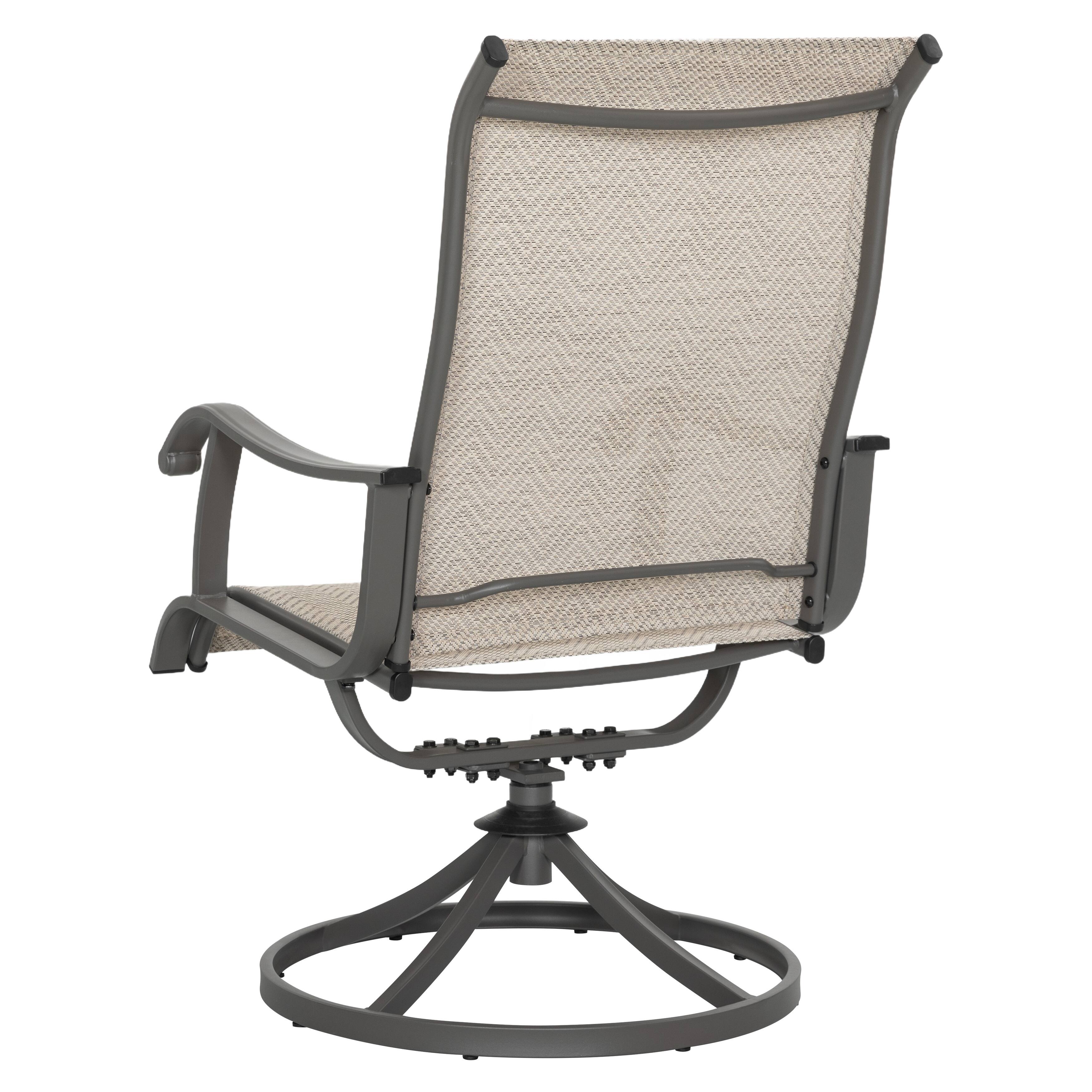 Alt View 7. Nuu Garden - Patio 2-Piece Outdoor Textilene Dining Chairs with Smooth Swivel Design - Beige and Gray.