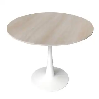 LeisureMod - Bristol 31" Mid-Century Round Kitchen Table - Heavy-Duty Pedestal Base, Scratch-Resistant Stone or Wood Top - Stone - Natural Wood