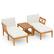 Front. Costway - 5 PCS Acacia Wood Patio Chaise Lounge Chair Set with 2-Tier Coffee Table Cushions - Off White,Natural.
