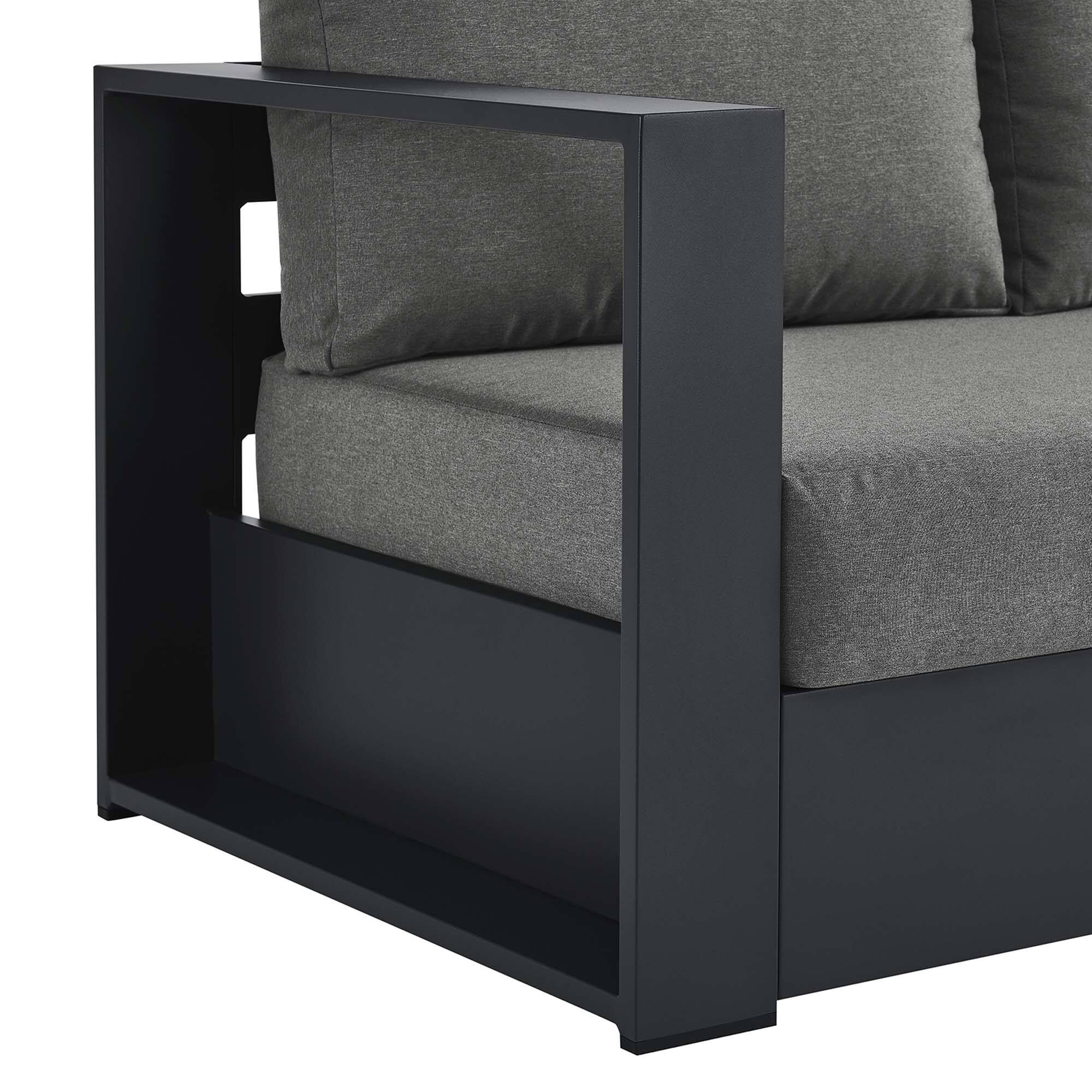 Alt View 5. Modway - Tahoe Outdoor Patio Powder-Coated Aluminum Modular Left-Facing Loveseat by Modway - Gray Charcoal.
