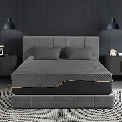 Front. Vipbear - Vipbear 10" King Size Memory Foam Extra Firm Mattress, Luxury Cooling Gel Green Tea Bed Mattresses, Flip Firm Mattress - Black.