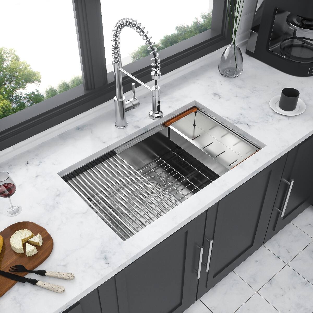 Ropilly 32 Inch Undermount Workstation Kitchen Sink, 16 Gauge Stainless ...