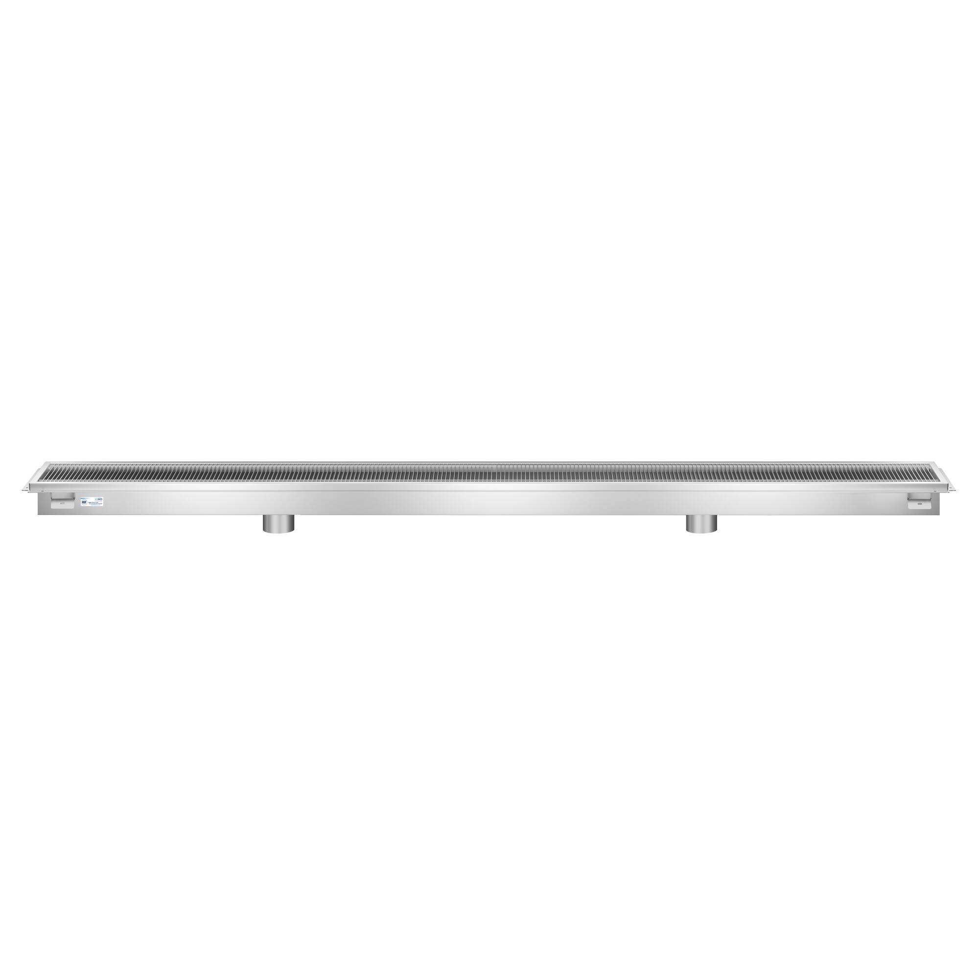 Back. Koolmore - 12" x 108" Stainless Steel Floor Trough Drain, 14-Gauge with Subway-Style Grating & Removable Drain Basket, NSF Listed - Stainless-Steel.