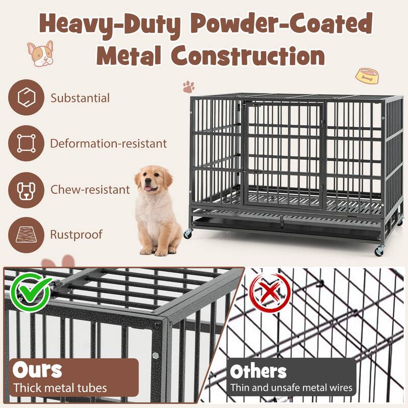 Heavy-Duty Powder-Coated Metal Construction

- Substantial
- Deformation-resistant
- Chew-resistant
- Rustproof

Ours: Thick metal tubes

Others: Thin and unsafe metal wires