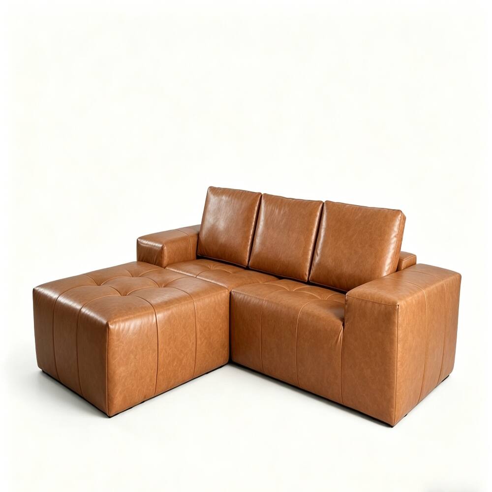 Alt View 6. Loheer - Loheer Boneless Couch Cloud Sectional L Shaped Modular Sofa Brown - Brown.
