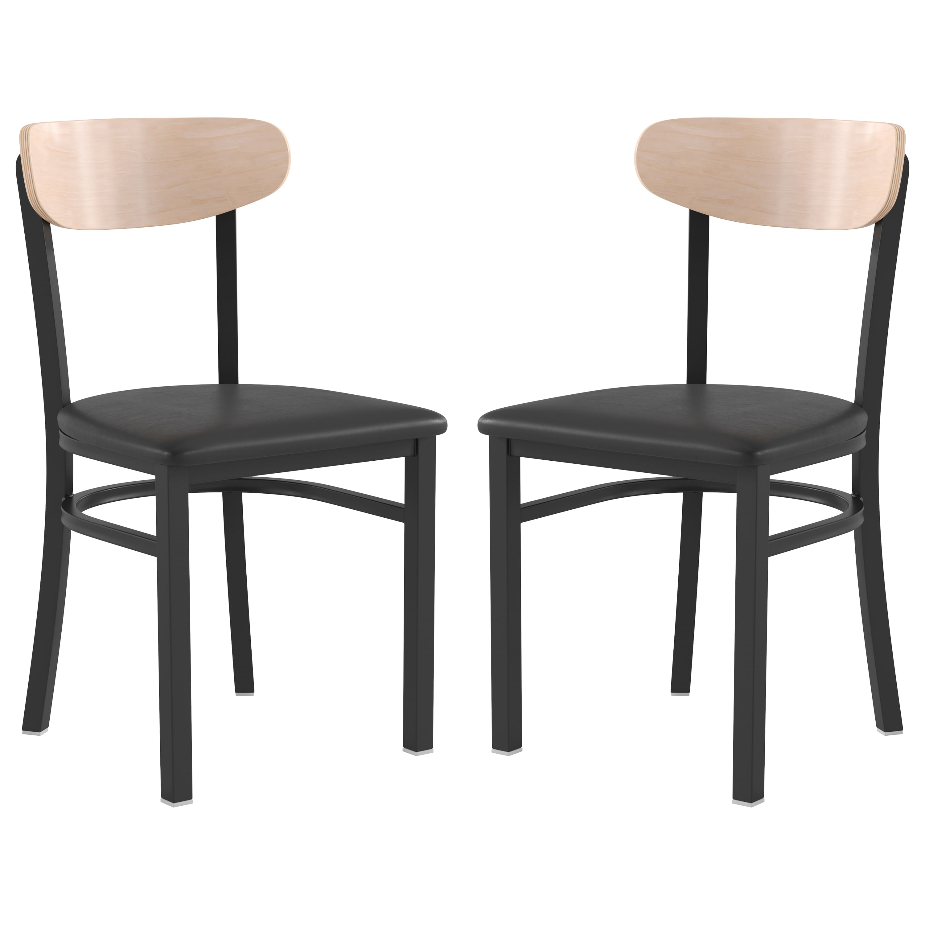 Photos - Chair Emma + Oliver - Yara Industrial Dining  with Rolled Steel Frame and Solid Wood Seat - 500 lbs. Static Weight Capacity 