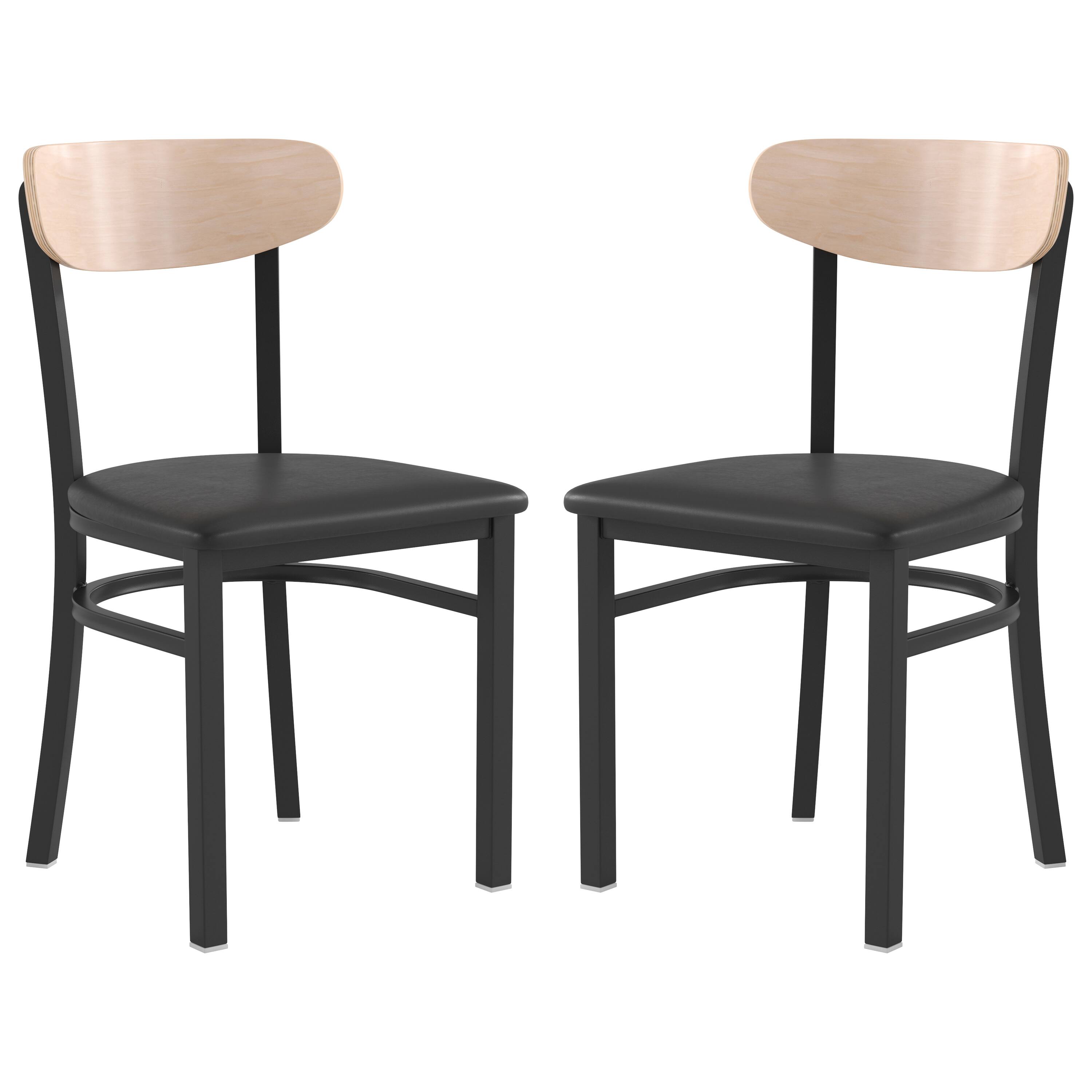 Natural Birch Wood Back/Black Vinyl Seat