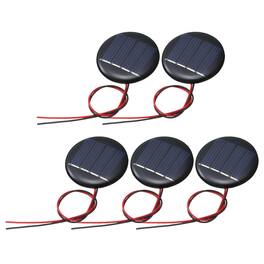Unique Bargains - 5pcs 2V 0.08W 40mA Round Mini Solar Panels, Polycrystalline Solar Cell with Cable for DIY Toy Charger - Black