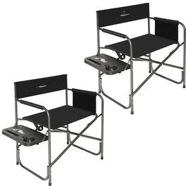 JETRANSPORT - Camping Directors Chair Lightweight Oversized Portable Folding With Side Table And Storage Pockets For - 2P