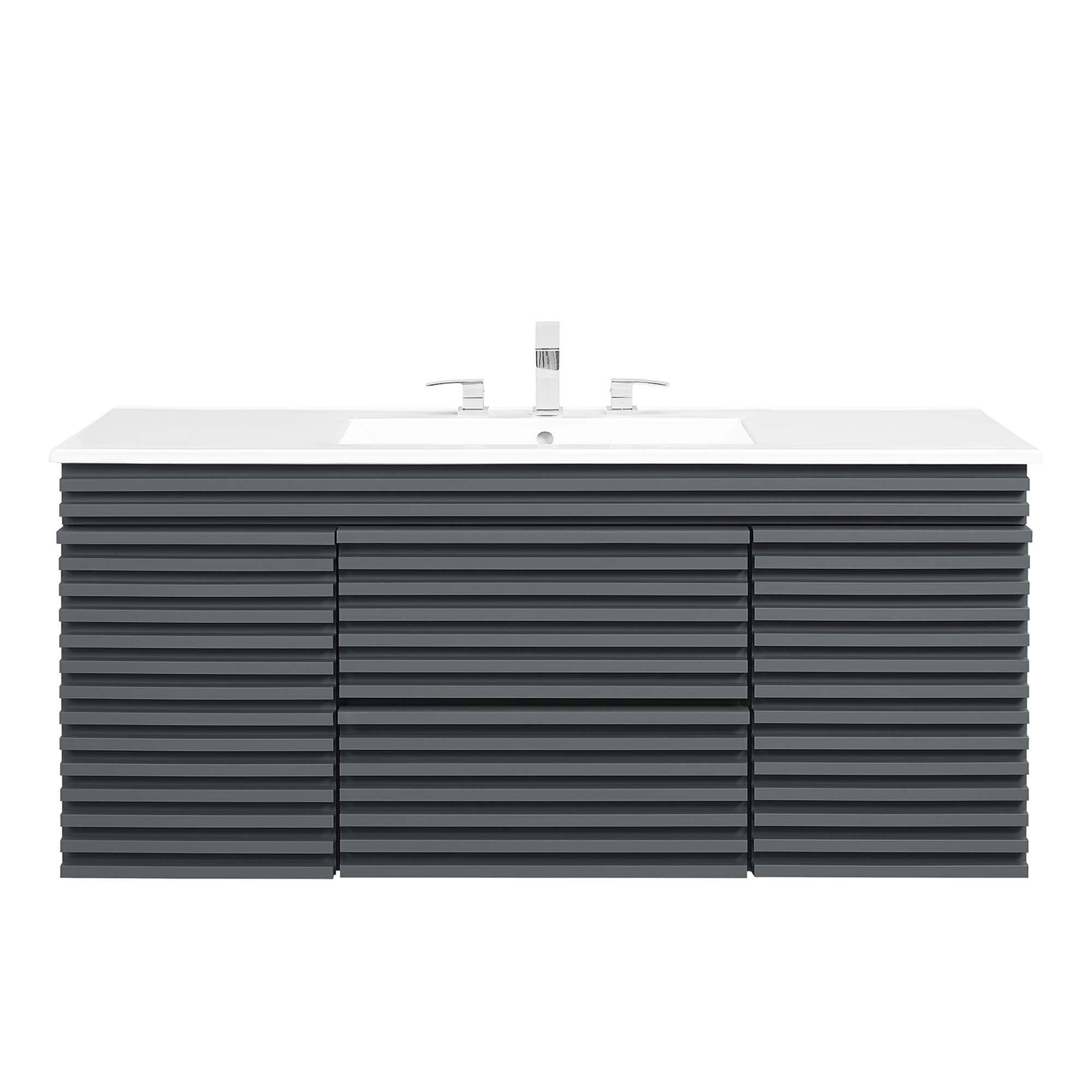 Alt View 2. Modway - Render 48" Wall-Mount Bathroom Vanity Basin Included by Modway - Gray White.