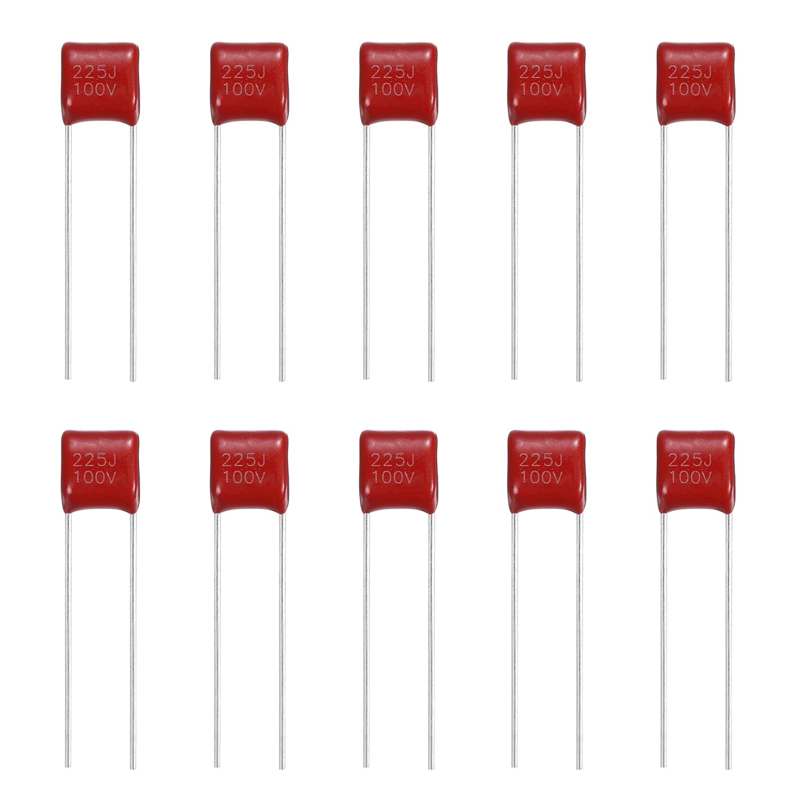 Unique Bargains - 20pcs 2.2uF 100V CBB21/CBB22 Metallized Polypropylene Film Capacitor Kit for Electronics - Red