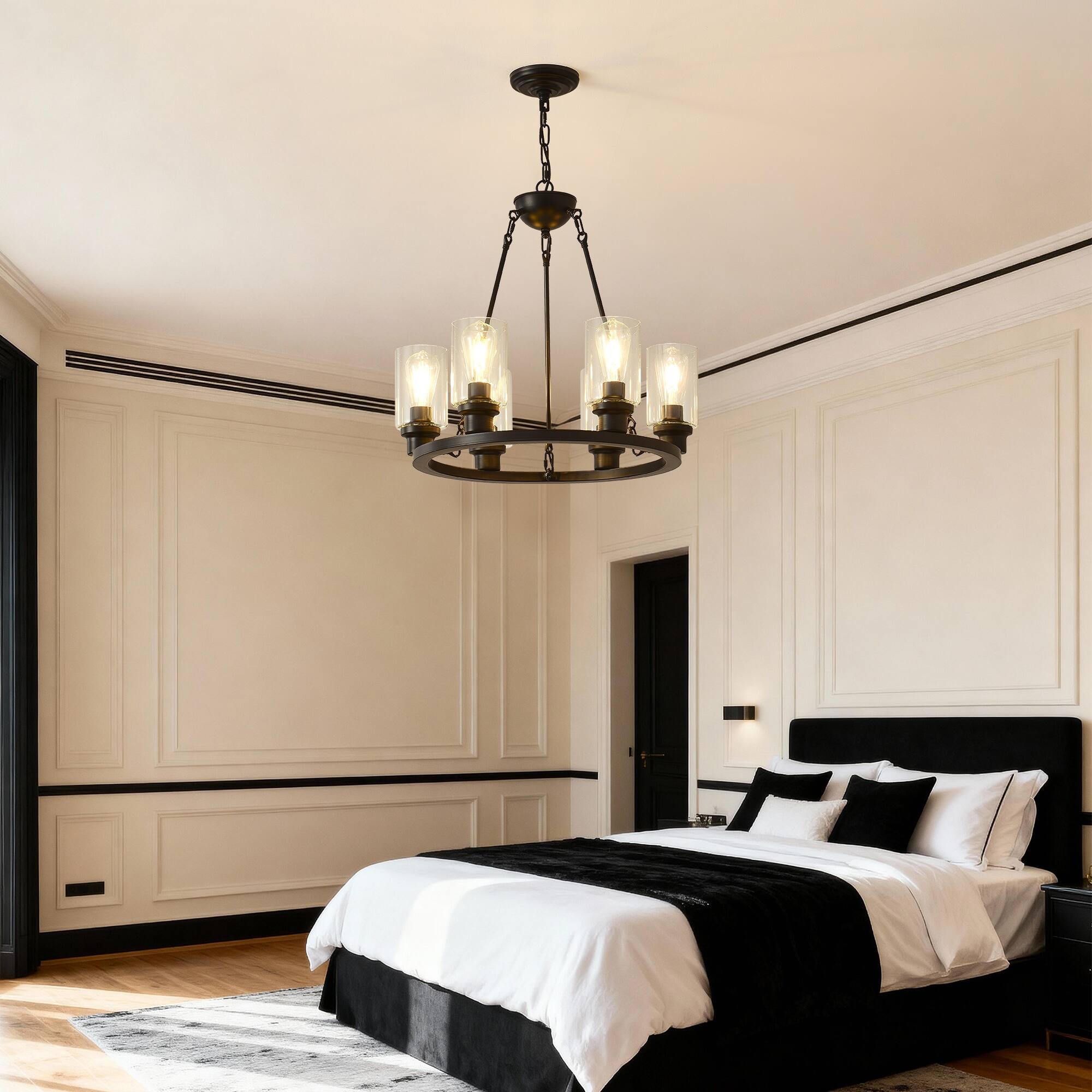 Alt View 1. Boyel Living - 6 Light Black Wagon Wheel Chandelier With Light No Bulbs for Bedroom Bathroom E26.