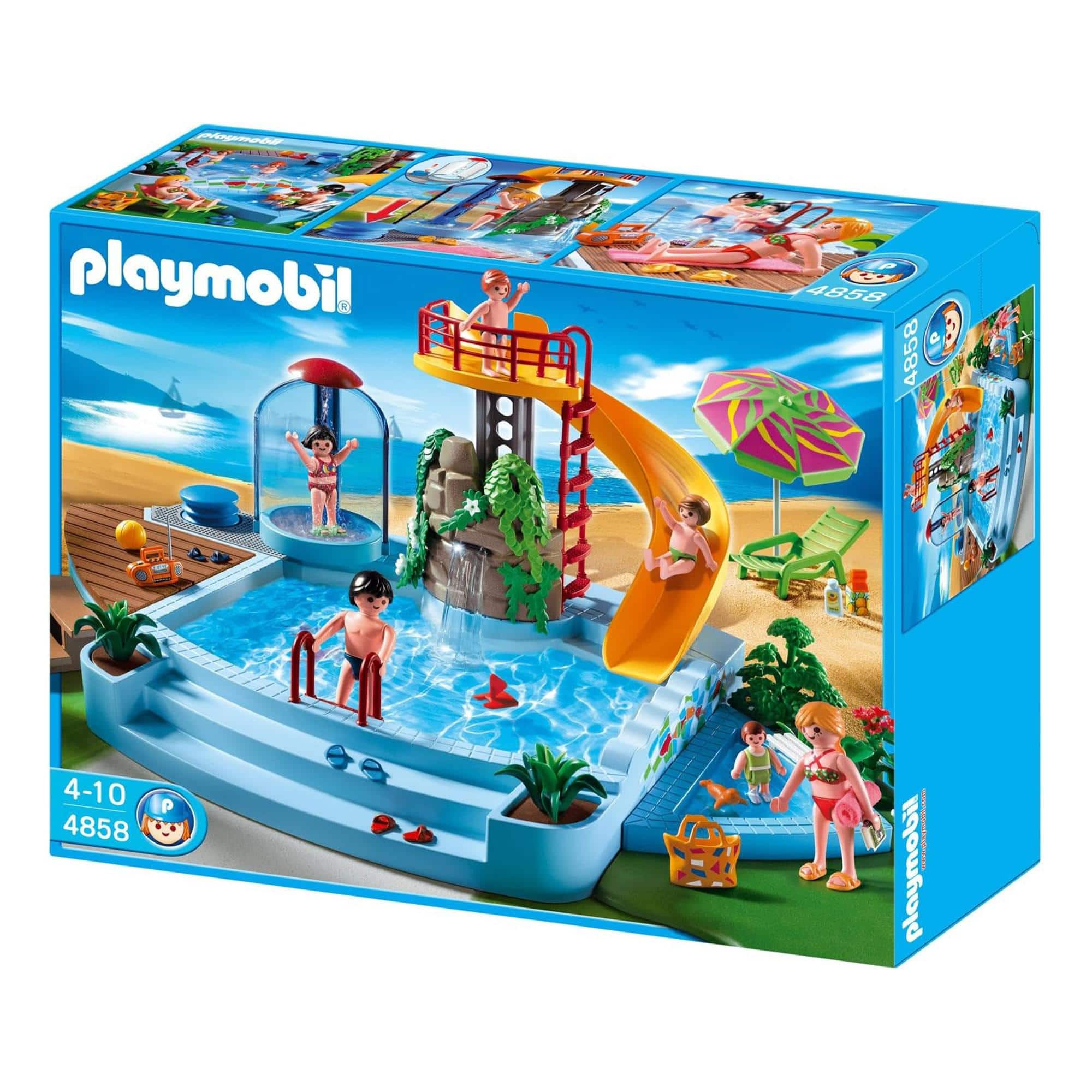 Playmobil - 4858 Family Fun Pool with Slide 133 Piece Building Set - Multi