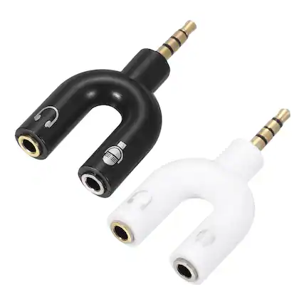 Front. Unique Bargains - 2pcs Headset Mic Splitter Adapter, 3.5mm Male to Dual Female Y Splitter Mic & Audio Jack for PC/Laptop/Smartphone - White/Black.