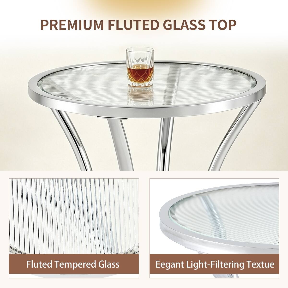 Loheer Round Tempered Glass Bar Table with Storage Shelf and Base ...