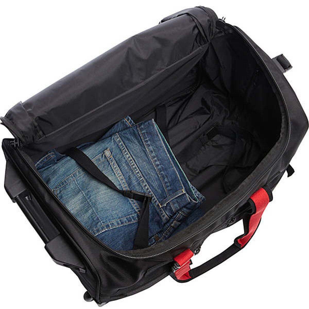 Back. A.Saks - A.Saks 20" Lightweight Rolling Trolley Duffel with Wheels - Black/Red.
