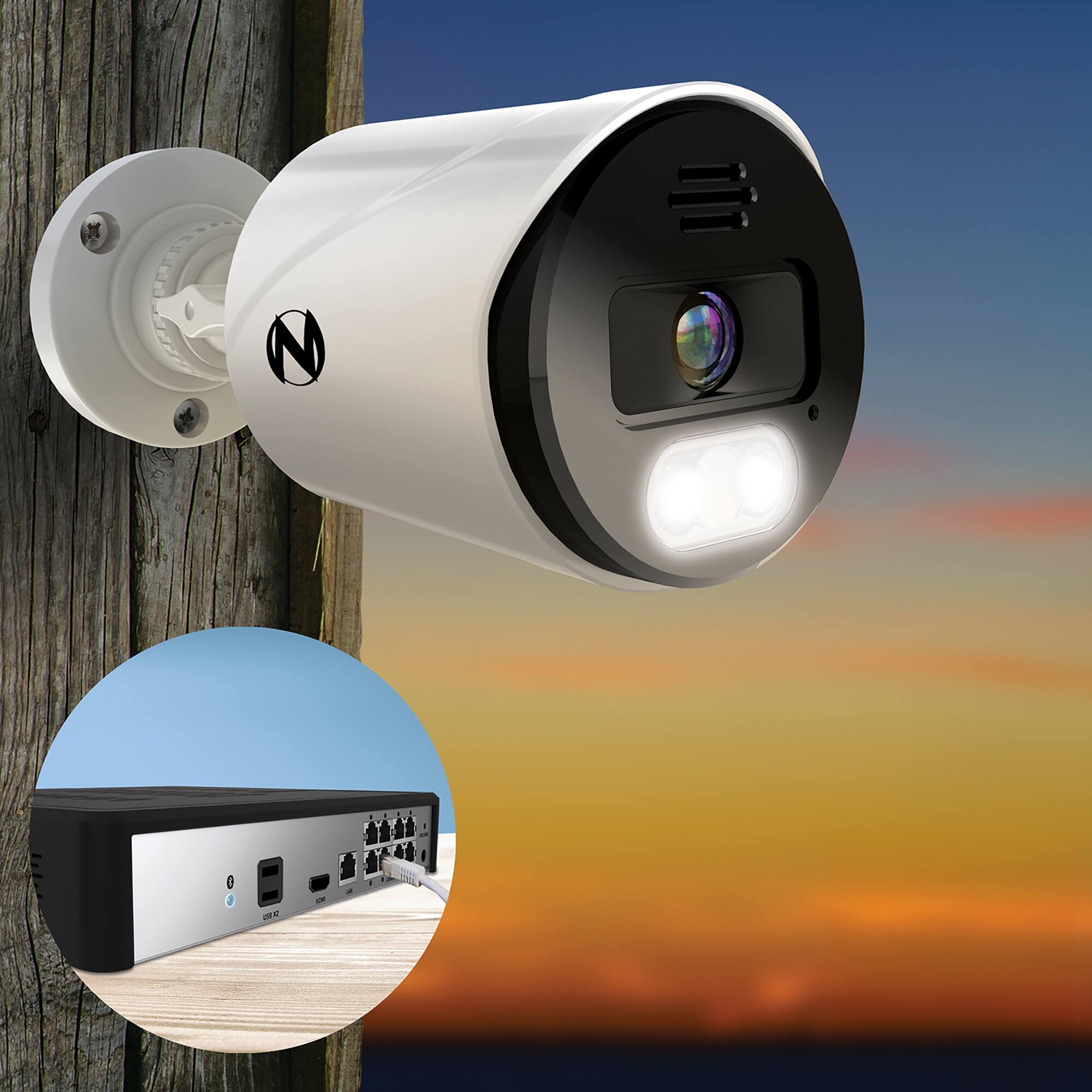 Alt View 3. Night Owl - 12 Channel, 6 - Camera Indoor / Outoor Wired 4K 2TB NVR Security System with 2- Way Audio - Black/White.