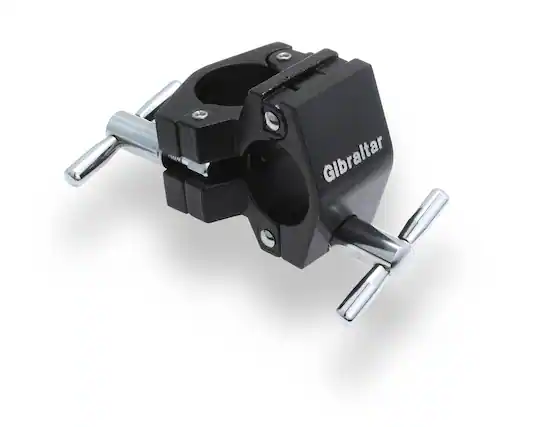 Front. Gibraltar Hardware - Road Series Right Angle Clamp, Fixed at 90 Degrees With Hinged Sides, Black, Drum Accessories Hardware and Parts.