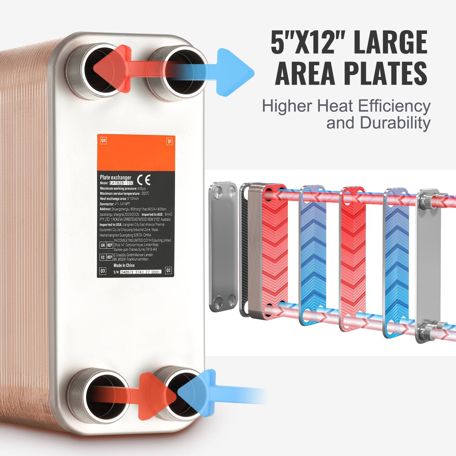 M4 D 5"X12" LARGE AREA PLATES  
Higher Heat Efficiency and Durability  
Plate exchanger  
Nde NEDN D1O CE  
Maximum working FHIFE des  
Maximum samvine emperature 3005 Meul machange  
tch Connesar  
Adbes eShuargtheng rong172 TWN 1600ml ecshtangu Pag'a 200000 d Seron  
- SHAO PITUE 1R SME XXE W 2:00  
Autaia Imgorted  
a Hiore CN nangtacae Itera ugnen a LEO nim 2  
restantangne Suergdang 5TS CHNU CONSU TG UMNO DO  
o Cosuling id - R9 Chue 2 Calturar - Leder kat Stanwe-udon- Tanes to BLE CHesk noH Nerve Larden S e Prantlal dtan d C2  
- Made in China  
03 / 28001 12. 2 E I