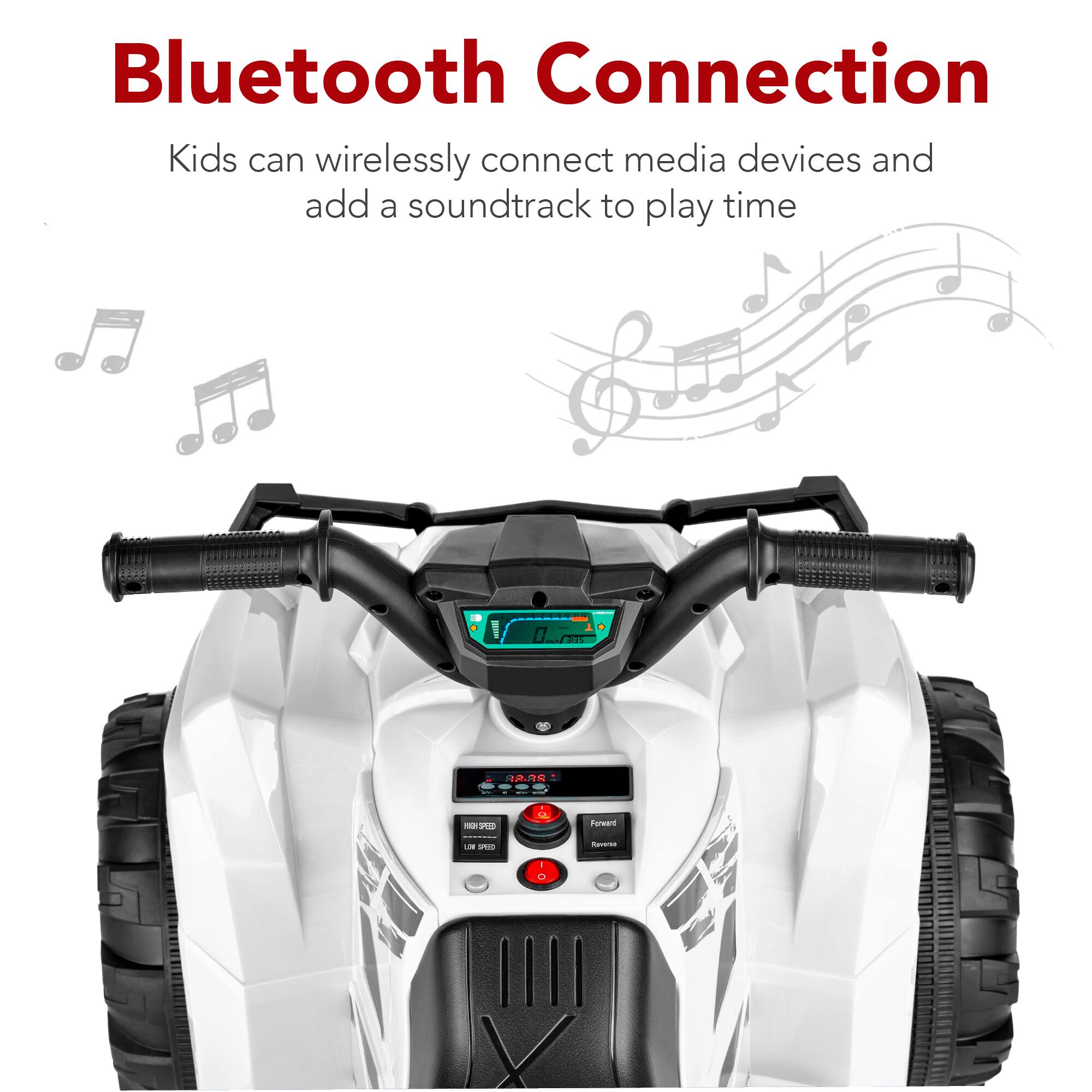 Bluetooth Connection: Kids can wirelessly connect media devices and add a soundtrack to playtime.