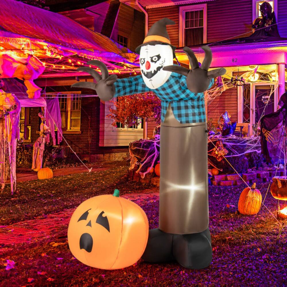 Alt View 7. Boyel Living - 7ft Spooky LED Inflatable Scarecrow Pumpkin Ghost for Halloween - Multicolor.