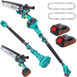 JETRANSPORT - Cordless Pole Saw&mini Chainsaw 2-in-1 6 Inch Electric Handheld Chain With 2pcs 2000mah Rechargeable Saws Exte - Blue Csp06-b2