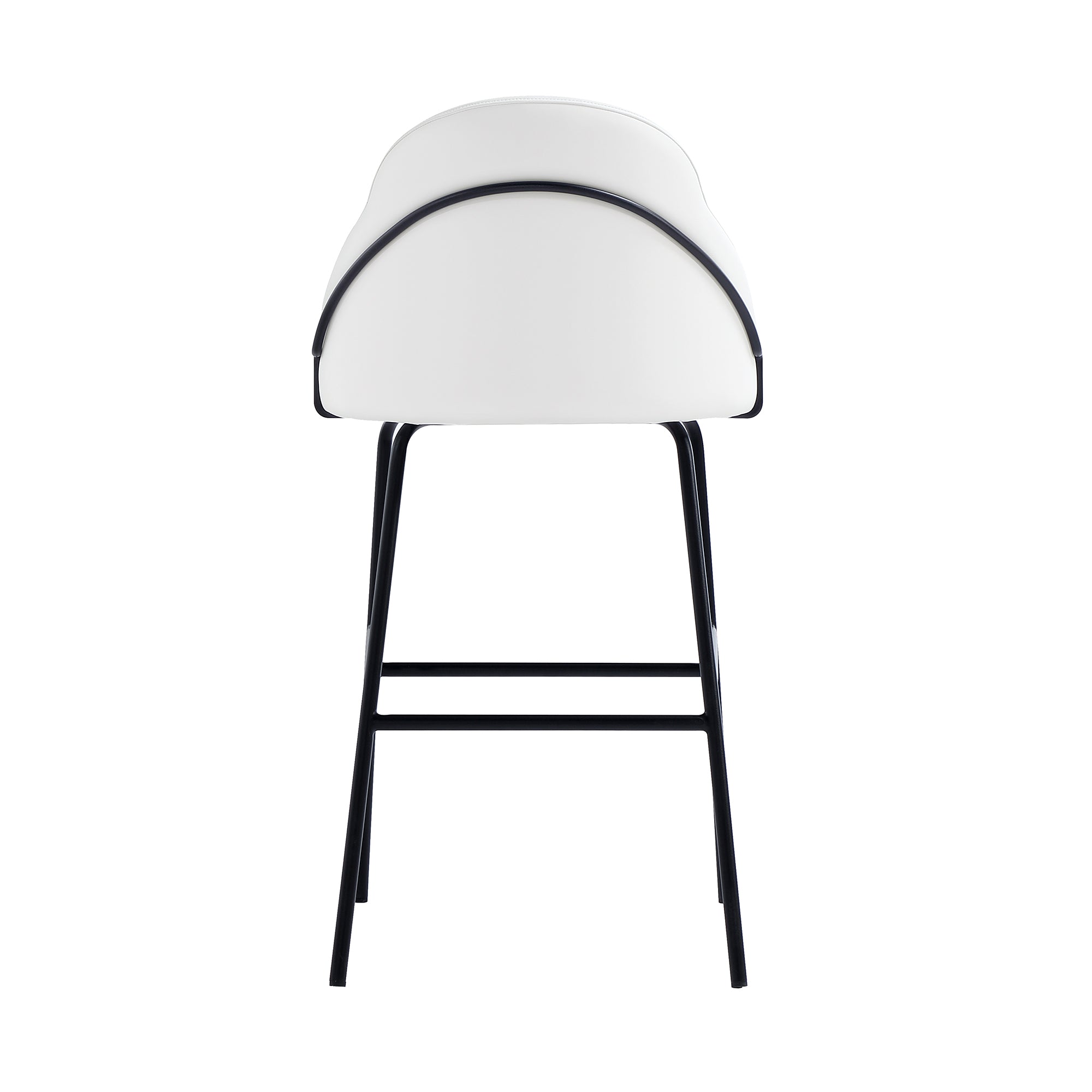 Alt View 4. Manhattan Comfort - Gracie Modern Metal Upholstered Barstool - Set of 3 - White and Black.