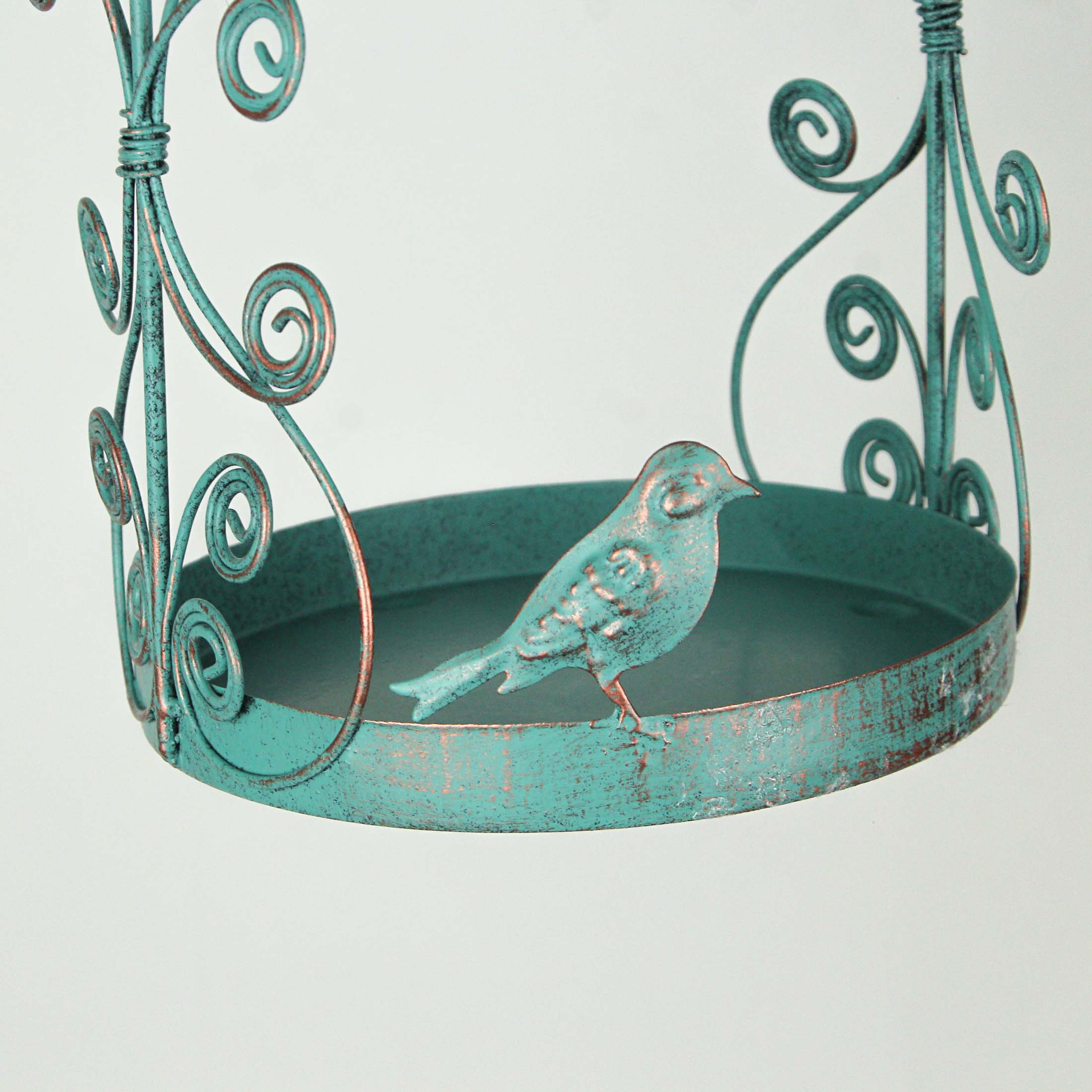 Alt View 2. Special T Imports - Rust Teal Metal Hanging Bird Feeder Outdoor Decorative Garden Seed Tray Set of 2 - Multicolored.