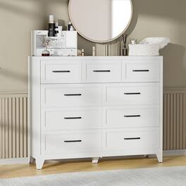 Boyel Living - 9-Drawer Tall Metal Dresser with Smooth-Glide Storage - White