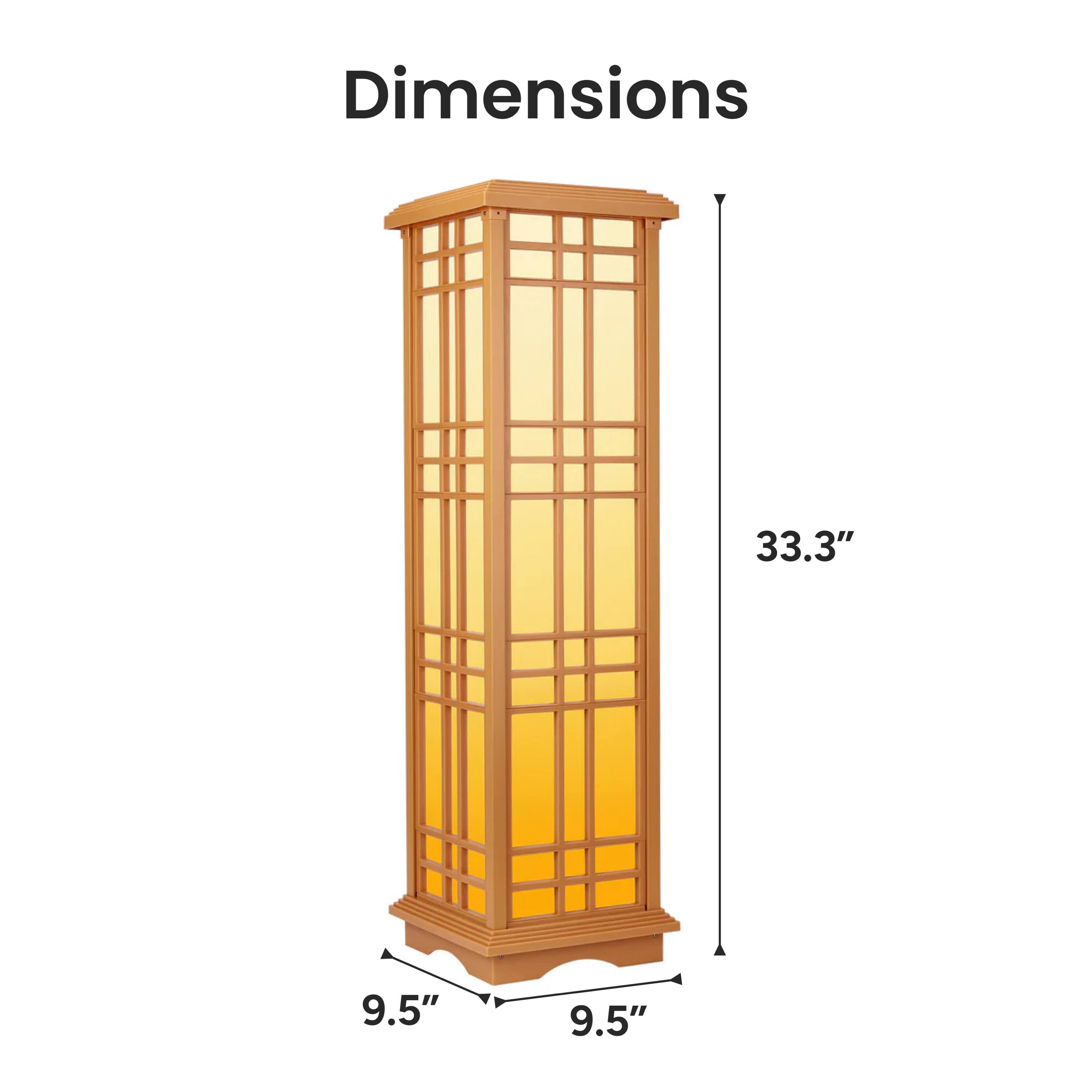 Dimensions: 33.3", 9.5", 9.5"