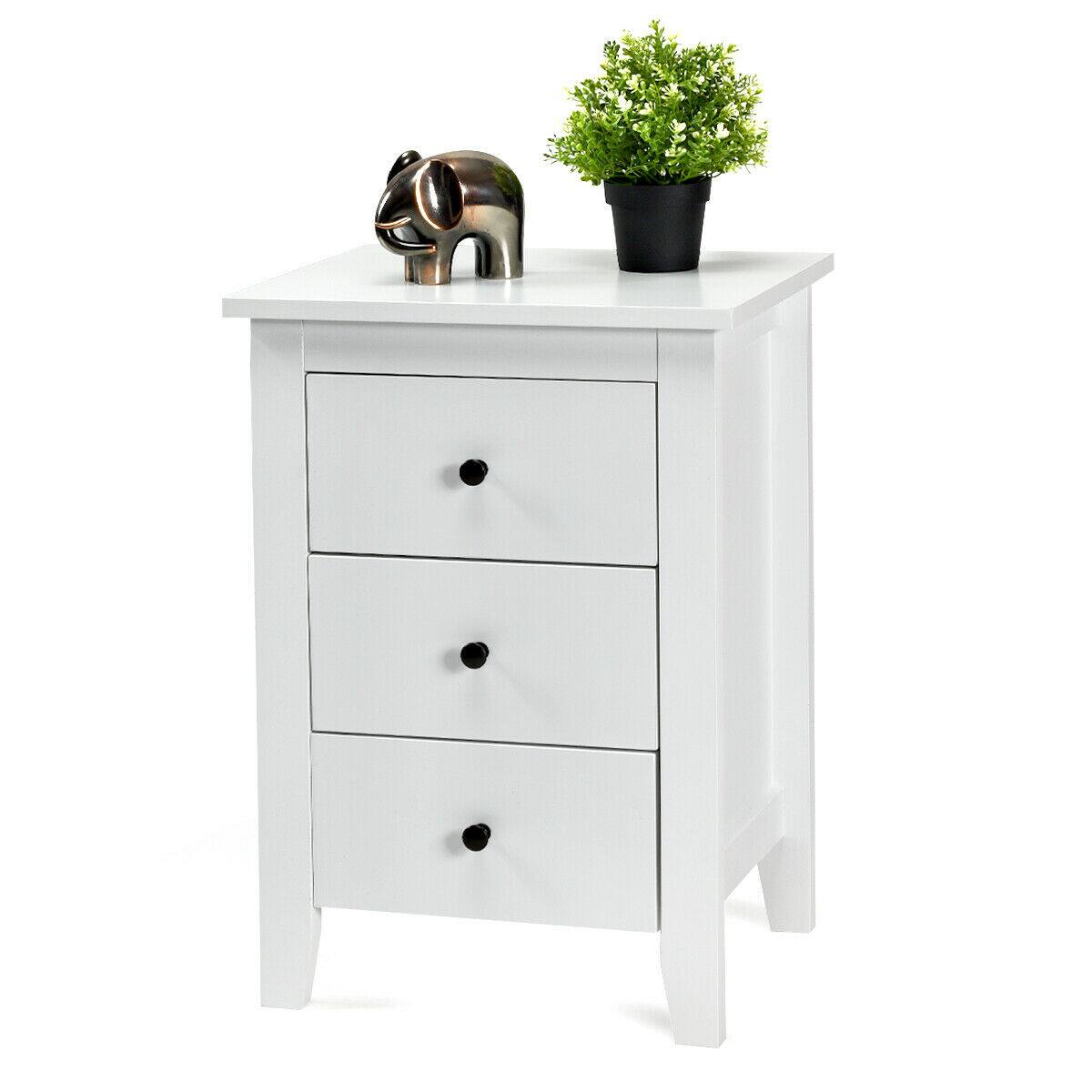 Alt View 18. Costway - 2PCS Nightstand End Beside Table Drawers Modern Storage Bedroom Furniture - White.