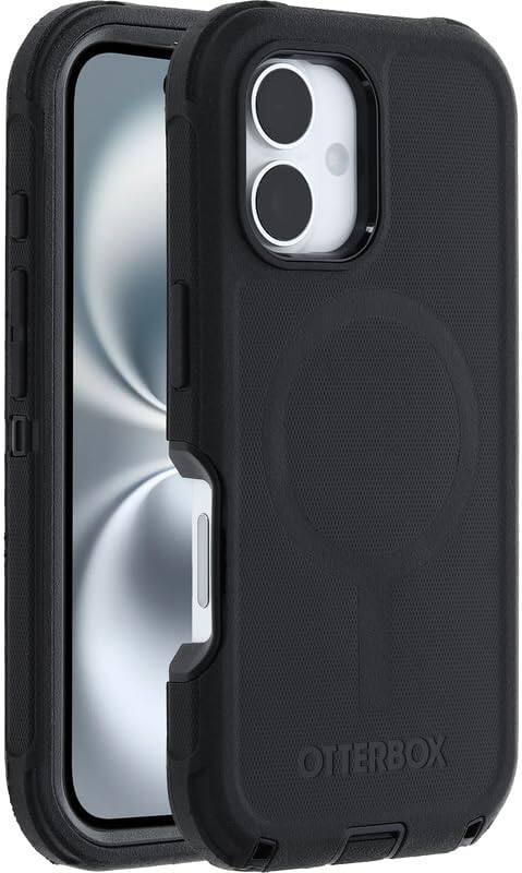 Back. OtterBox - OtterBox Apple iPhone 16 Defender Series Case - Black - Black.