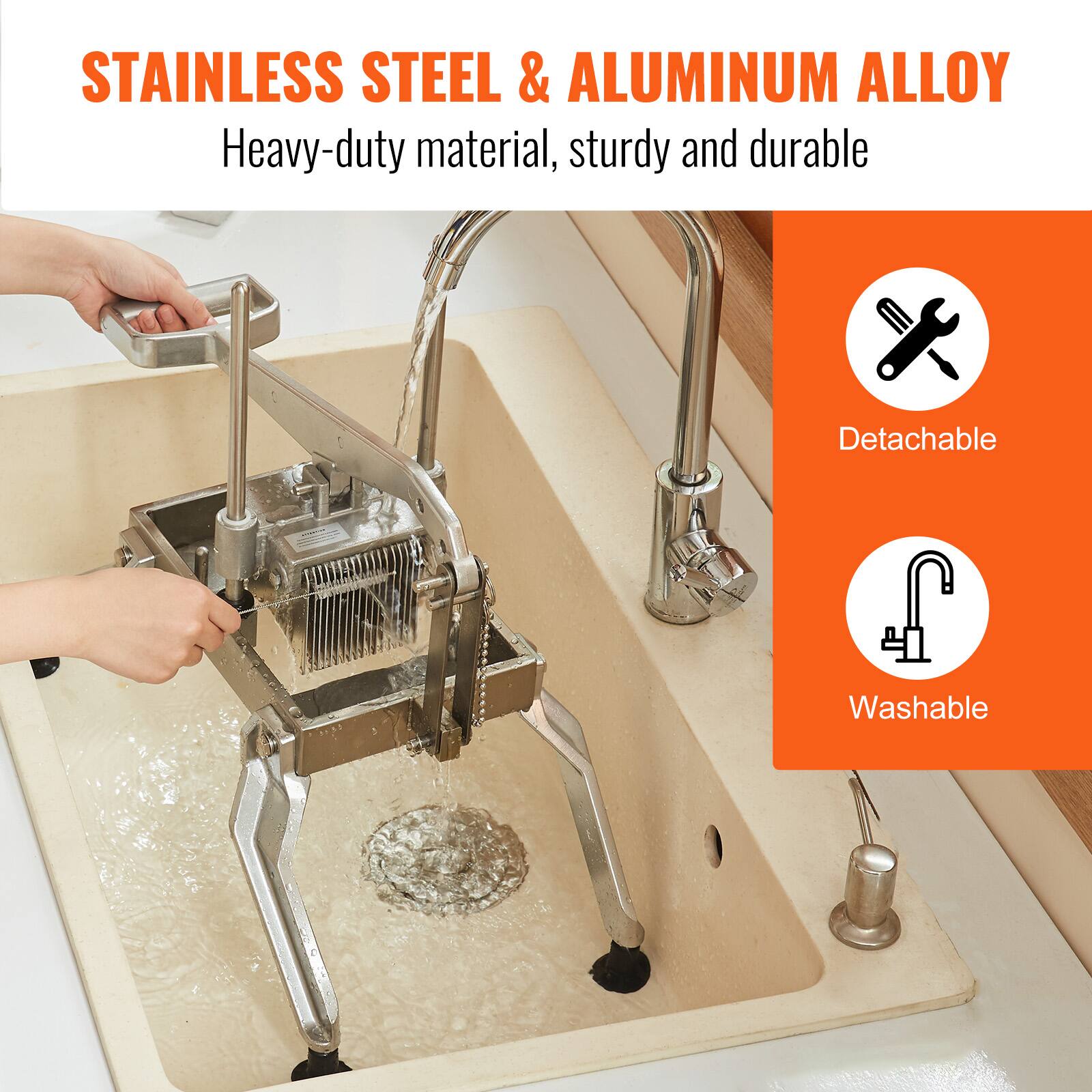 STAINLESS STEEL & ALUMINUM ALLOY  
Heavy-duty material, sturdy and durable  

- Detachable  
- Washable