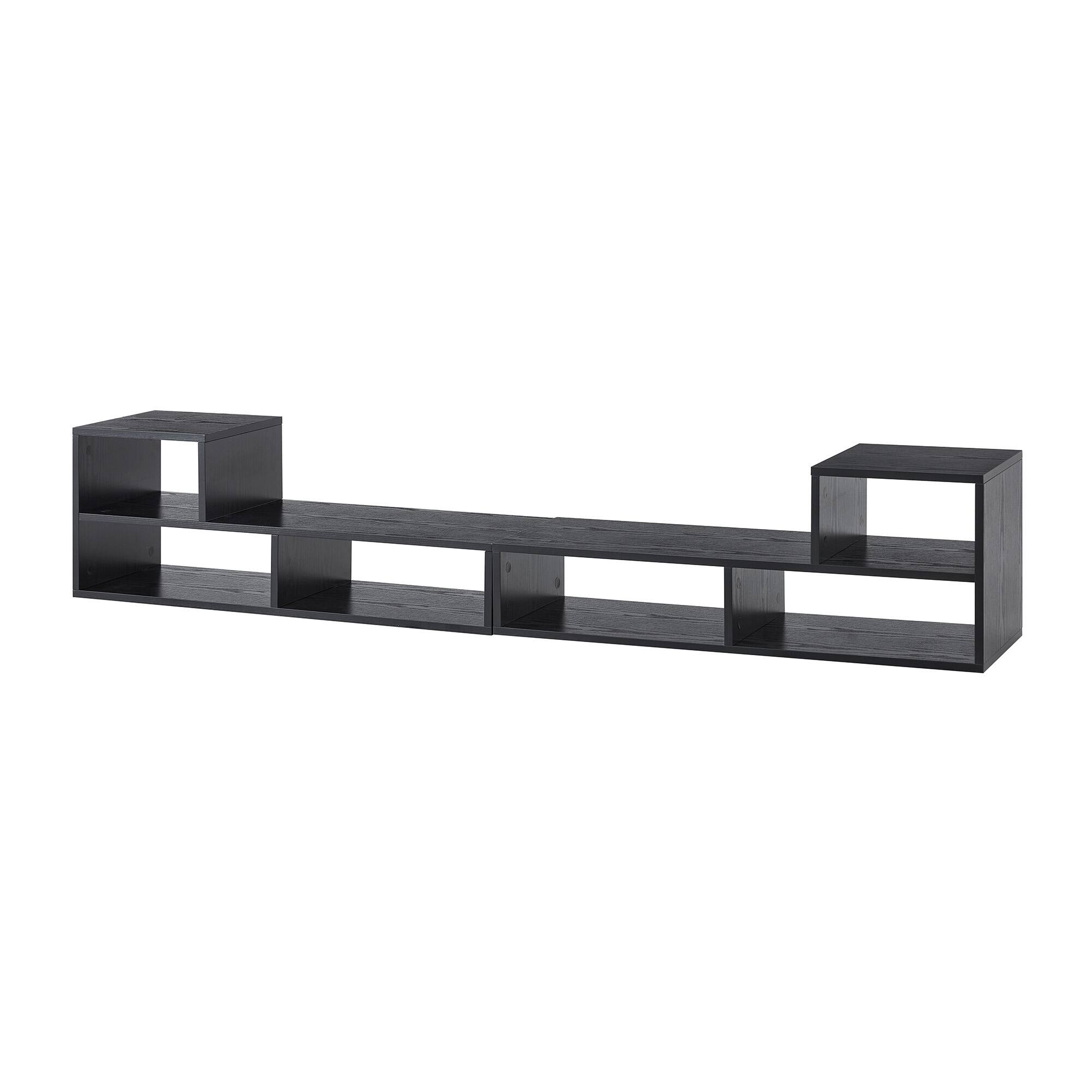 Alt View 9. Loheer - Loheer- Adjustable Modular TV Stand Black Open Storage Console 0.98ft W x 1.12ft H Modern Media Shelf For Living Room - Black.