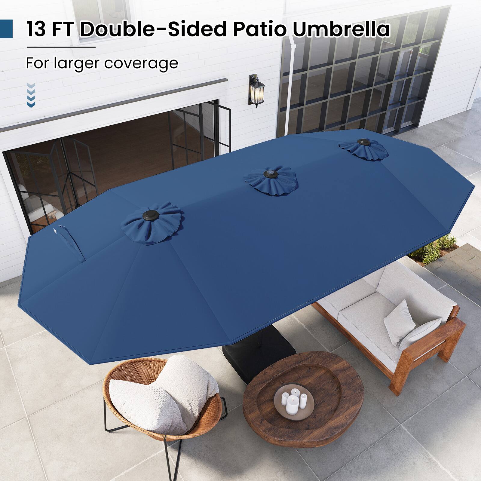 13 FT Double-Sided Patio Umbrella  
For larger coverage