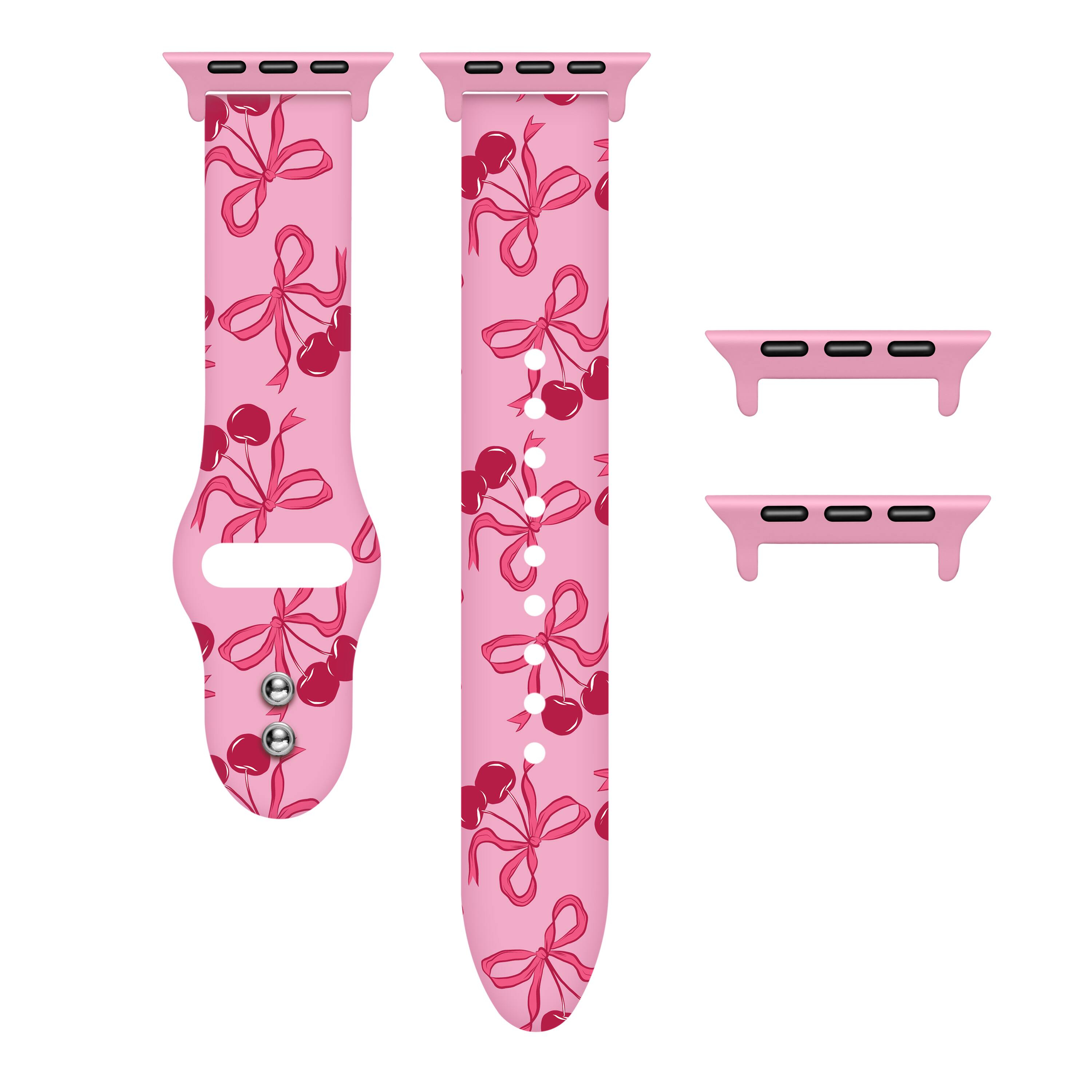 Alt View 1. Posh Tech - 2-Pack Beaded + Cherry Silicone Bands for Smartwatch - Gold, Pink.