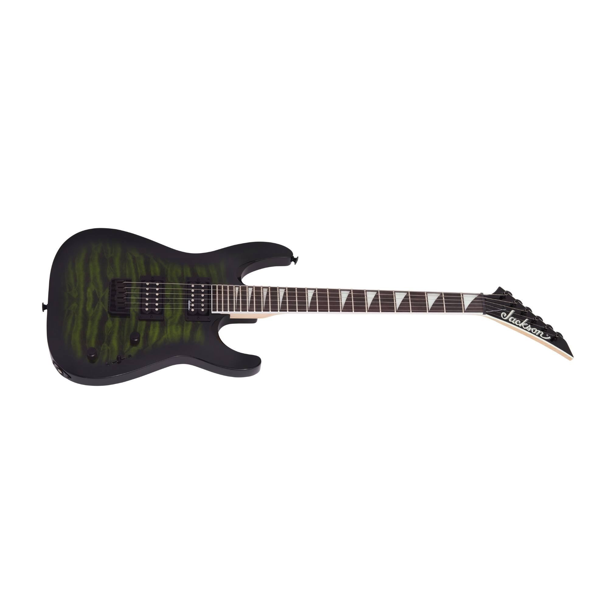 Back. Jackson - Jackson JS Series Dinky Arch Top Guitar (Transparent Green Burst) with Case.