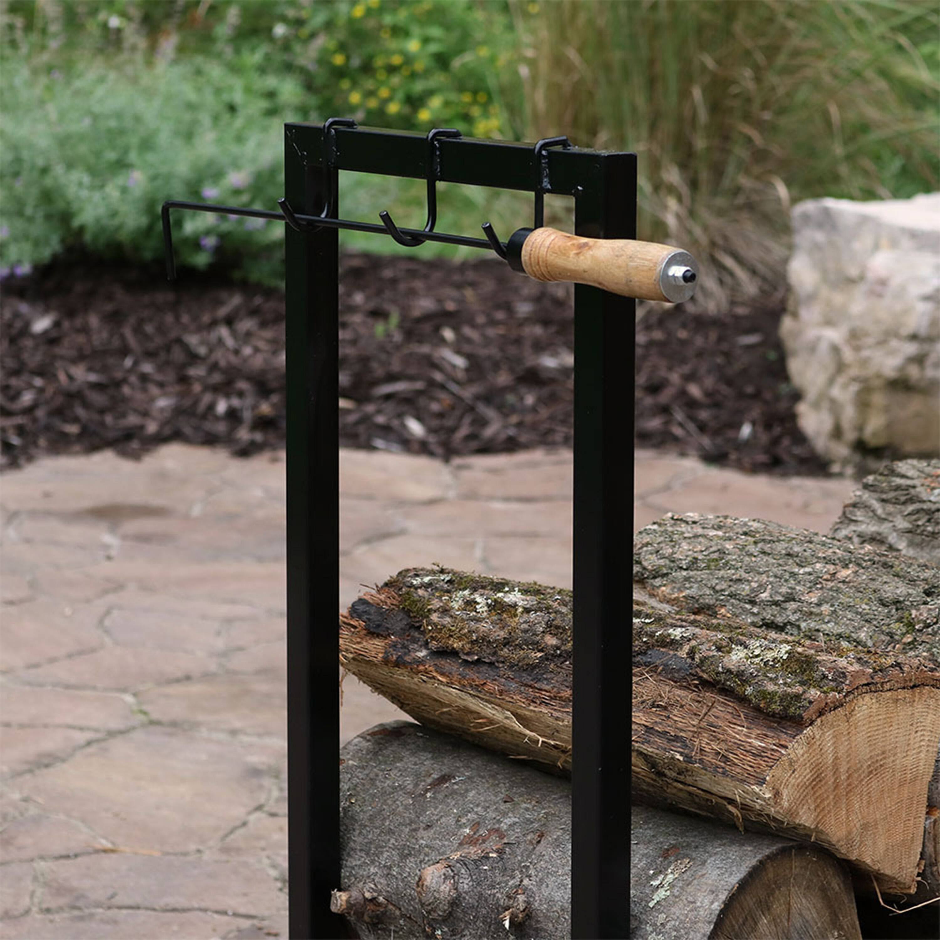 Alt View 8. Sunnydaze - 30 in Powder-Coated Steel Firewood Log Rack and Cover - Black.