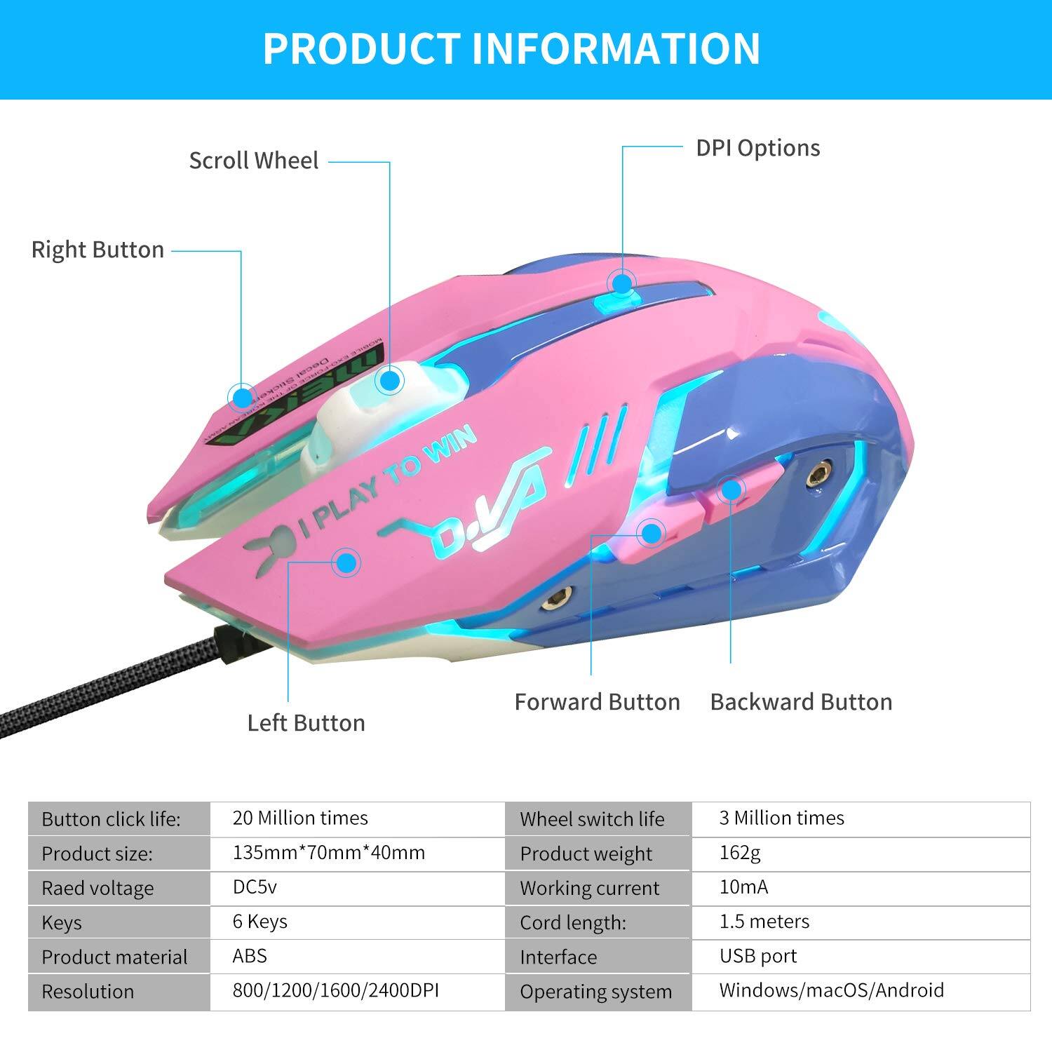 HM 1810 Computer Mouse Colors Backlit Silent Buttons For Macbook Pc ...