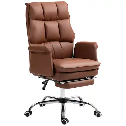 Front. APRILSOUL - Adjustable Ergonomic Office Chair with 19.7" - 22.8" Seat Height 155° Recline Thick Foam Cushioning Footrest - Brown.