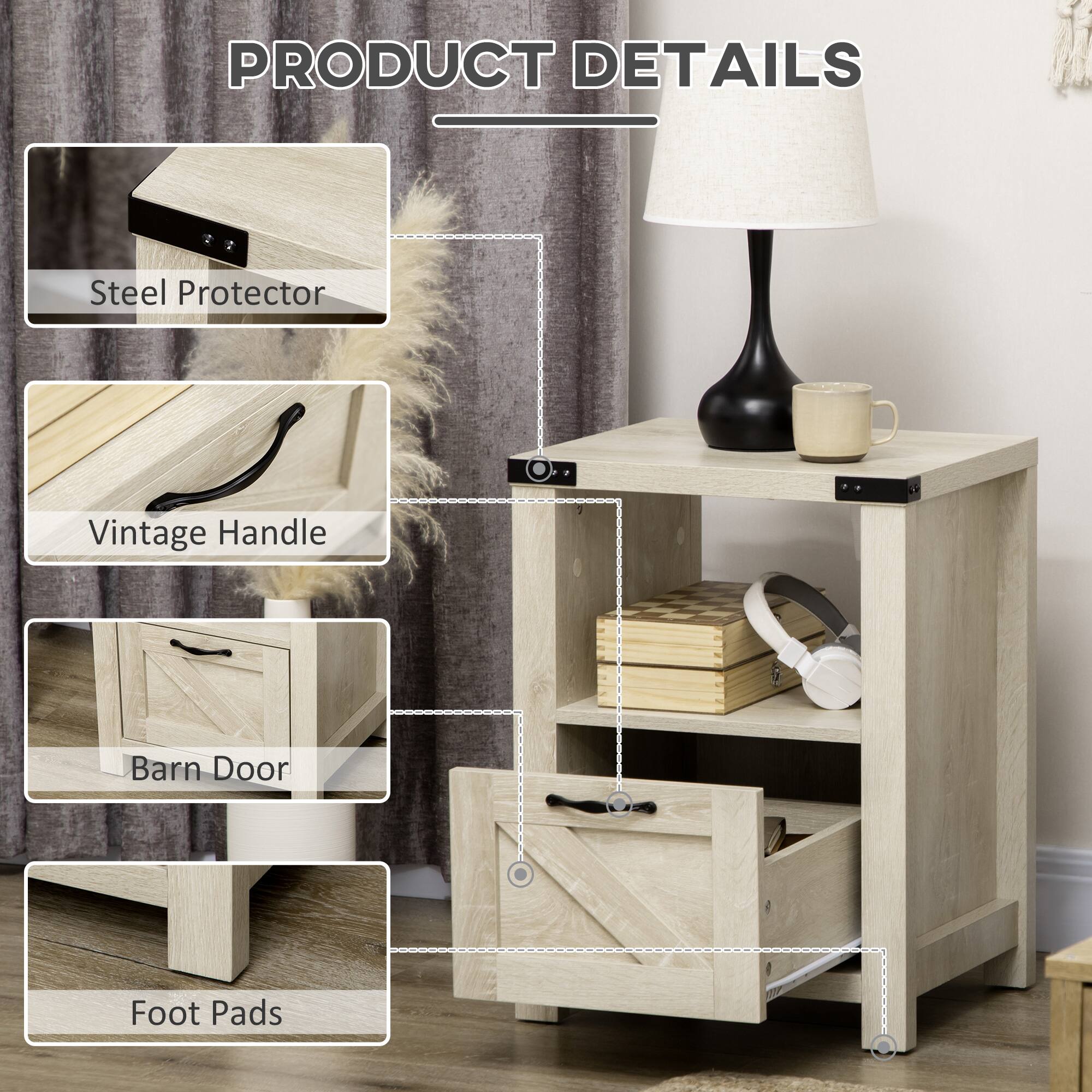 PRODUCT DETAILS

- Steel Protector
- Vintage Handle
- Barn Door
- Foot Pads