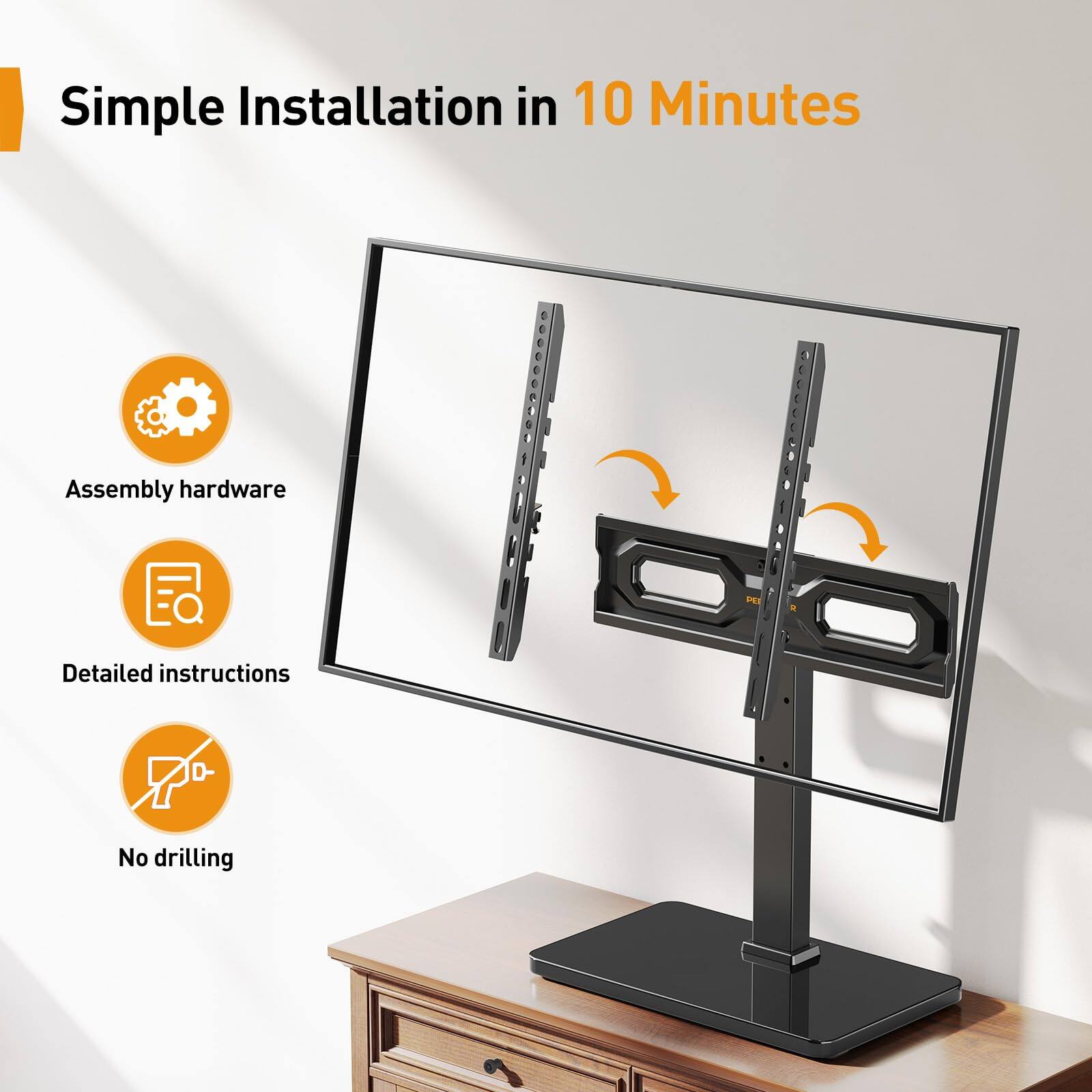 Simple Installation in 10 Minutes

- Assembly hardware
- Detailed instructions
- No drilling