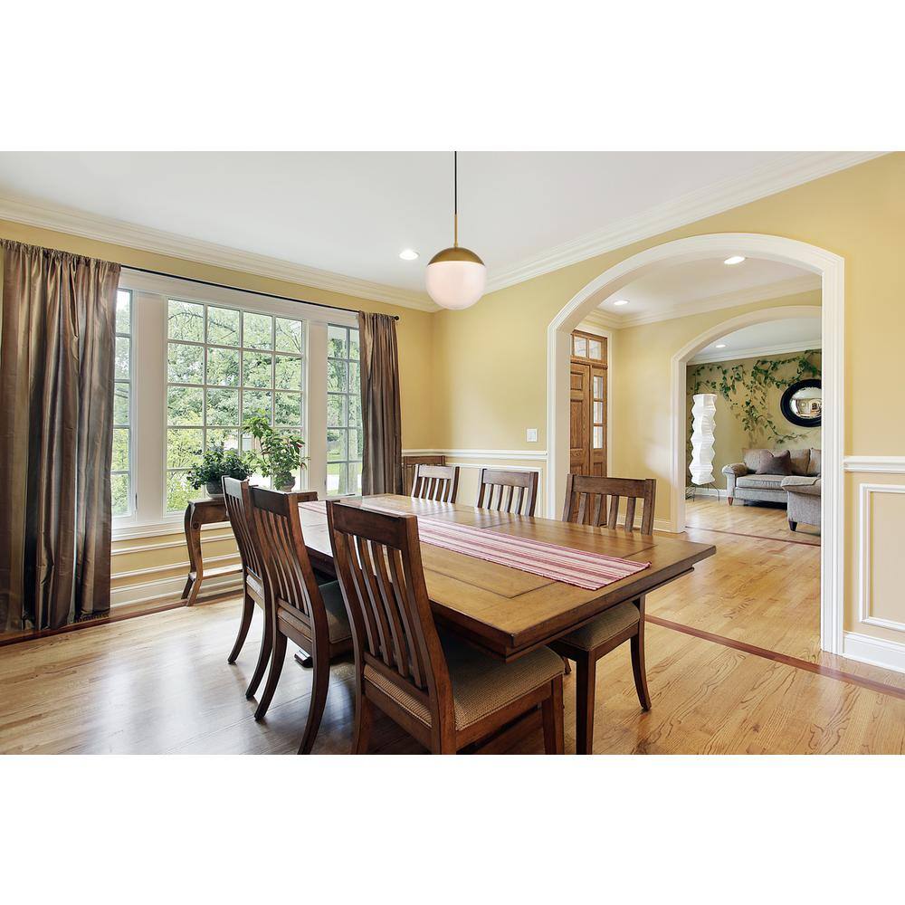 Angle. Living District - Eclipse 1 Light Brass Pendant With Frosted White Glass - Brass And Frosted White.