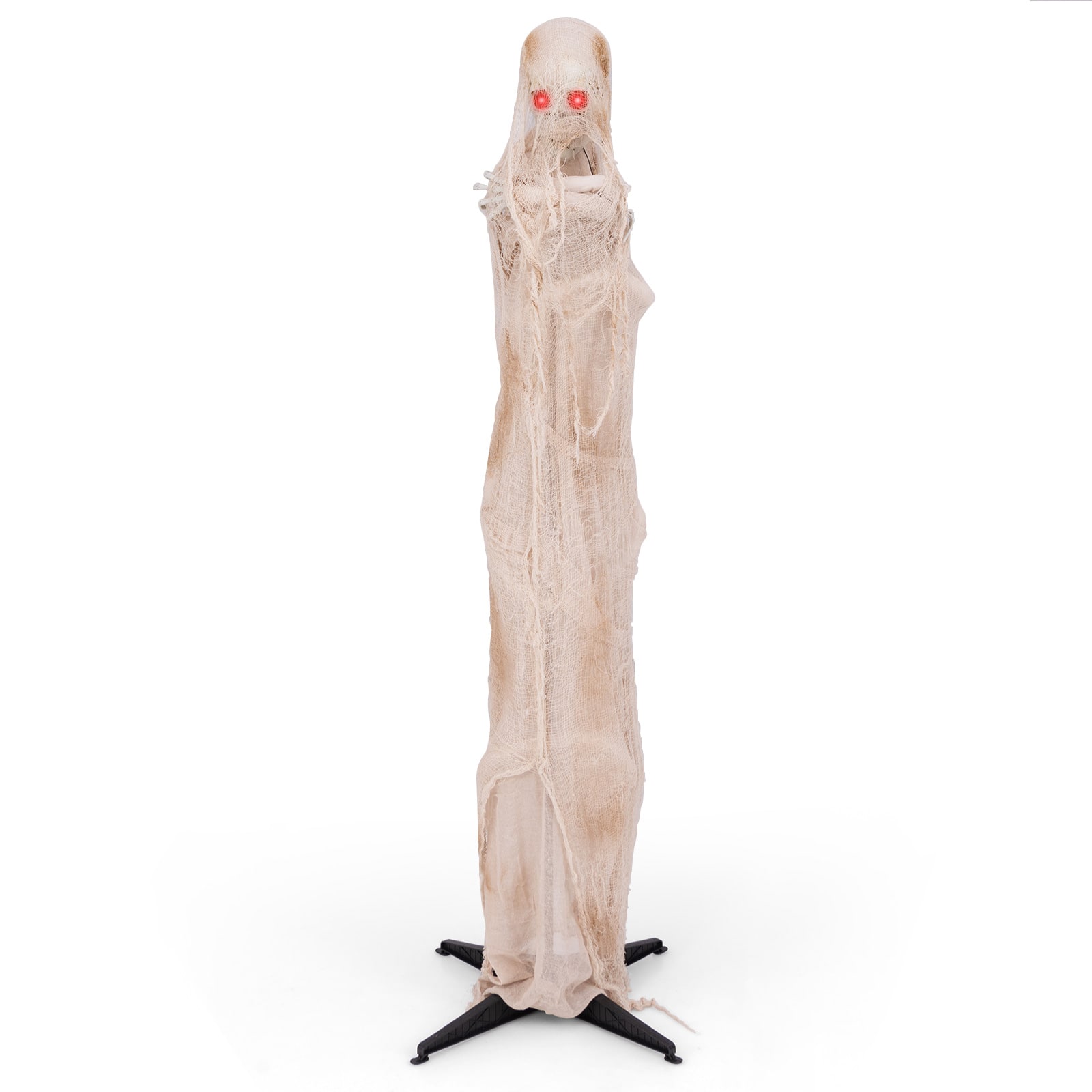 Front. Costway - 6FT Halloween Animated Standing Mummy Life Size Animatronic Mummy - White.