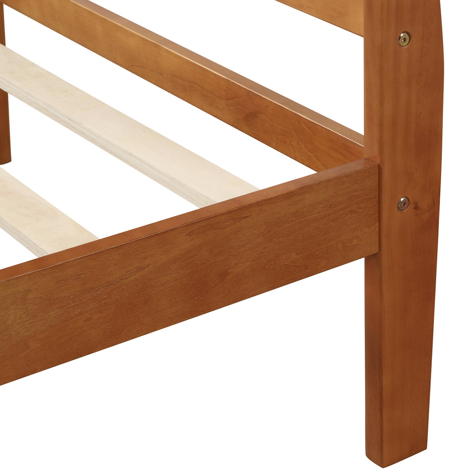 Alt View 4. GOODSILO - Solid Wood Twin Platform Bed Frame with Headboard and Footboard for Modern Bedroom Decor - Oak.
